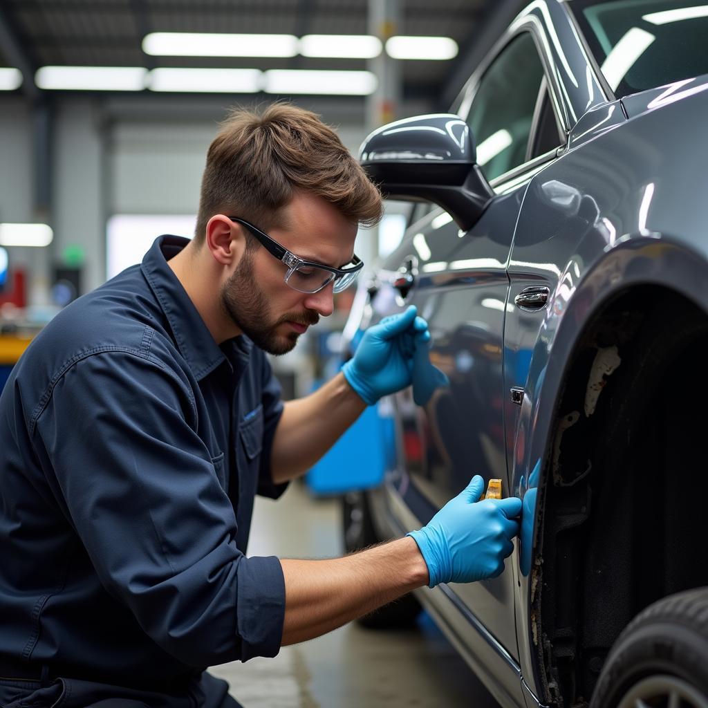 Certified Car Repair Technician Working on a Vehicle