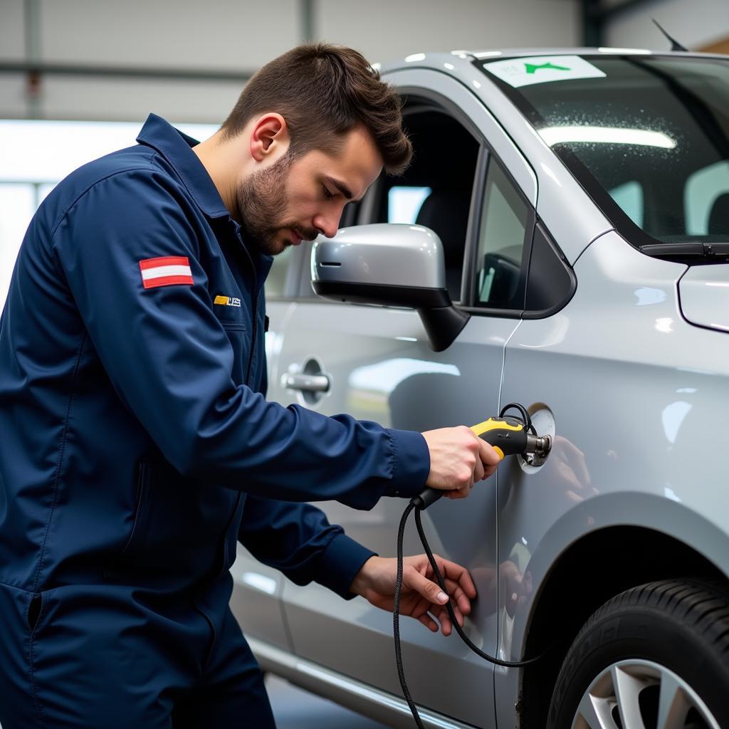 Certified Technician Performing Car Body Repair in Cirencester