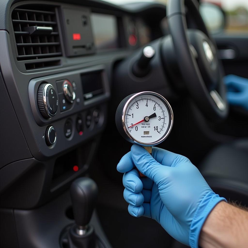 Checking Car AC Refrigerant Levels with a Gauge