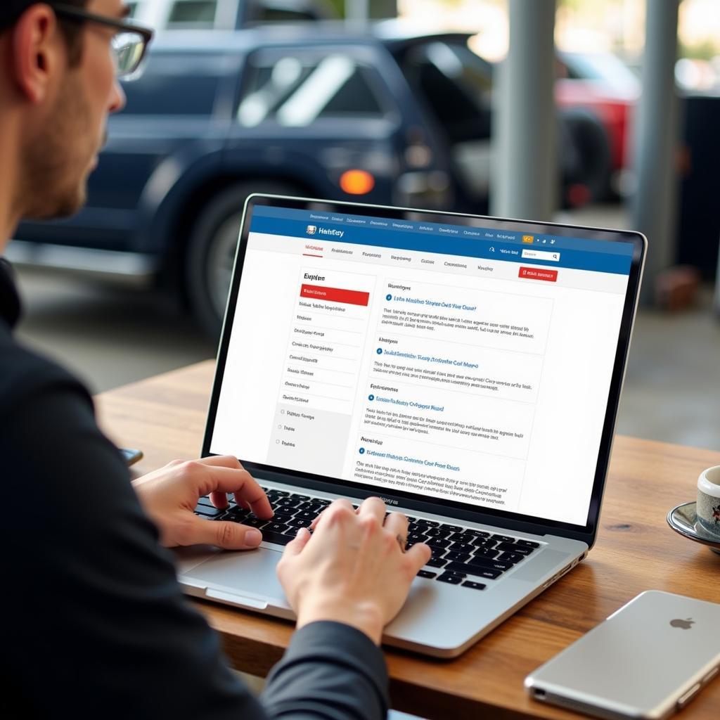 Checking online reviews for car repair shops in Lutterworth