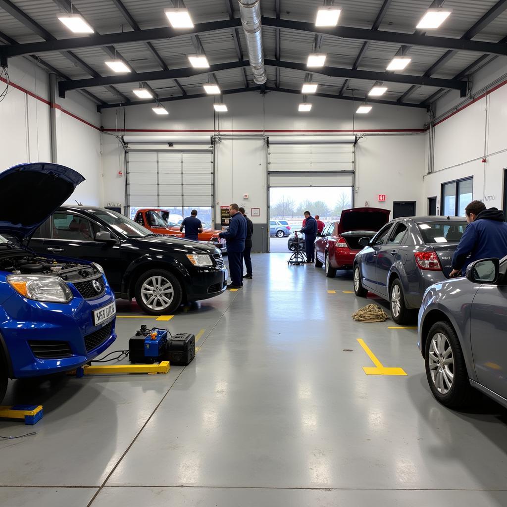 Inside a Chesterton Car Body Repair Shop