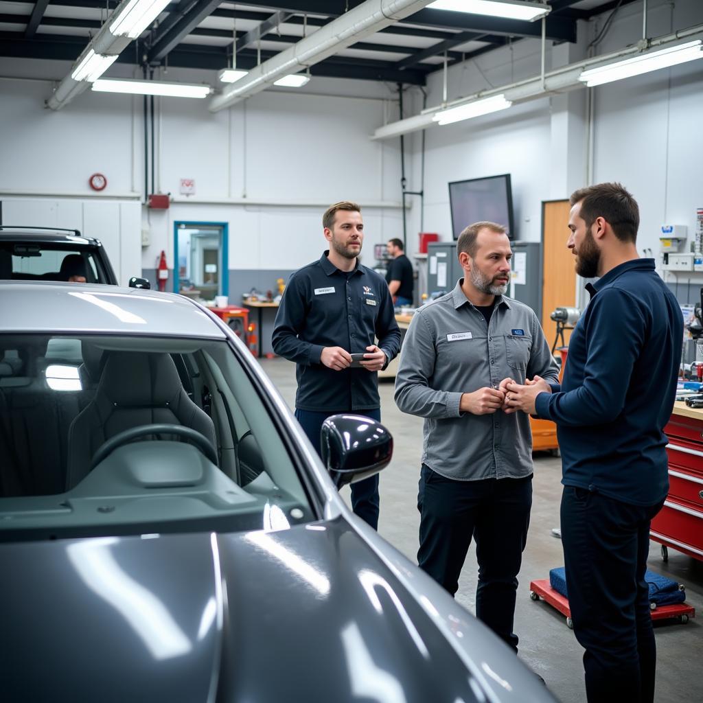 Factors to consider when choosing a repair shop: Experience, Color Matching Process, and Warranty.