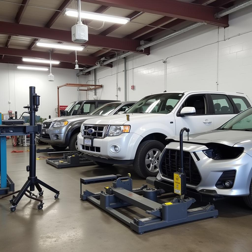 Modern equipment in a Cinderford car body repair shop