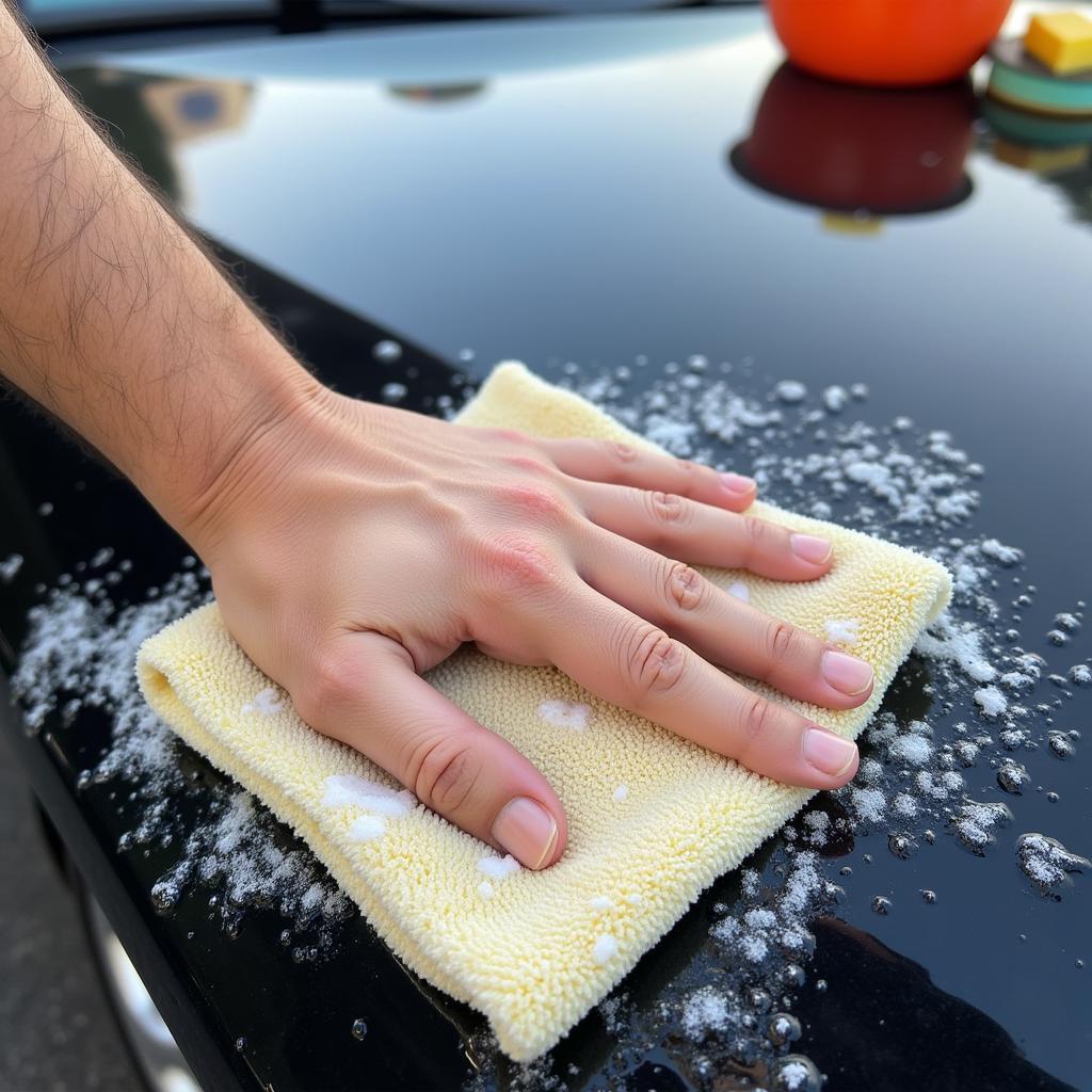 Cleaning the car thoroughly before starting paint repair