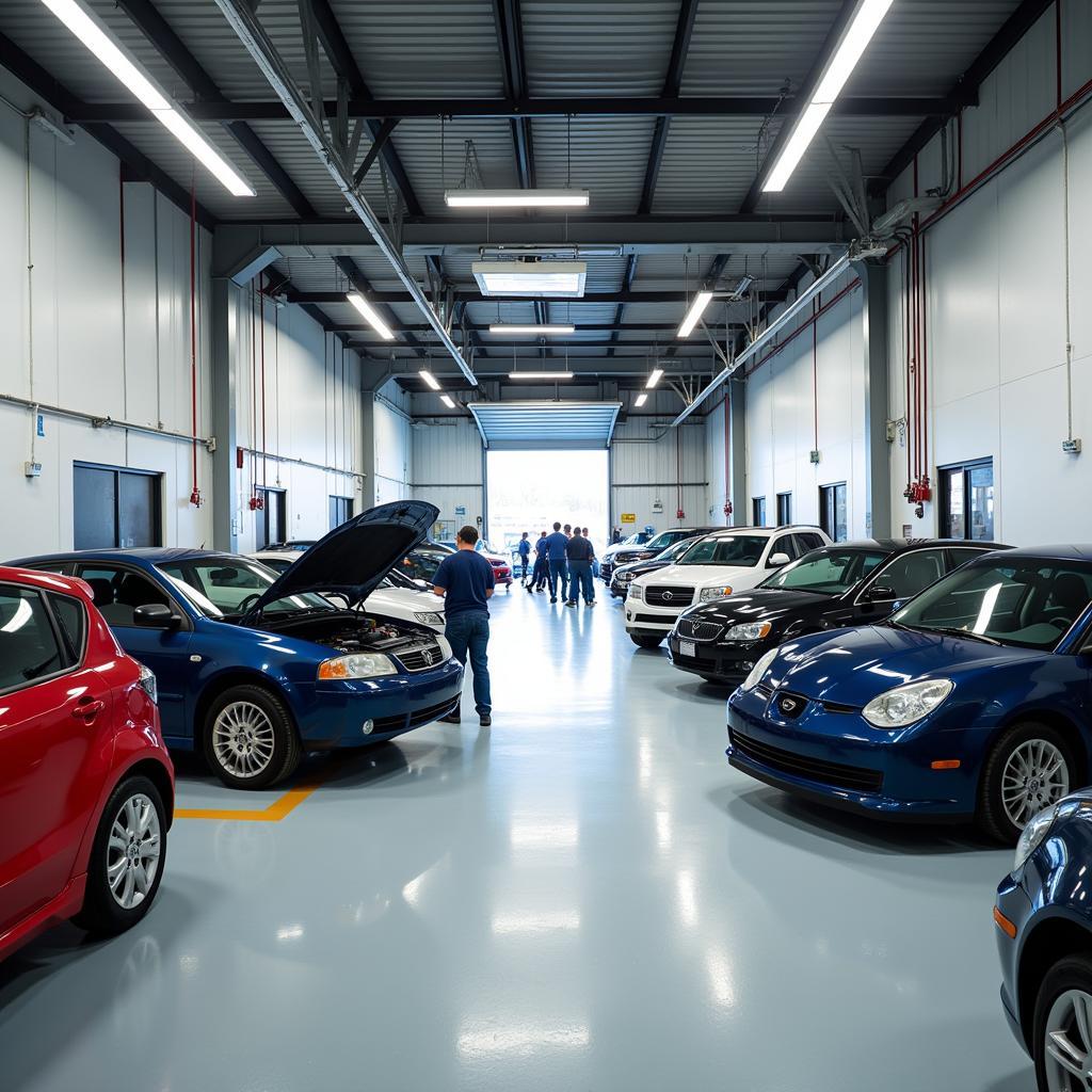 Interior of a Modern Car Body Repair Shop in Columbus, OH