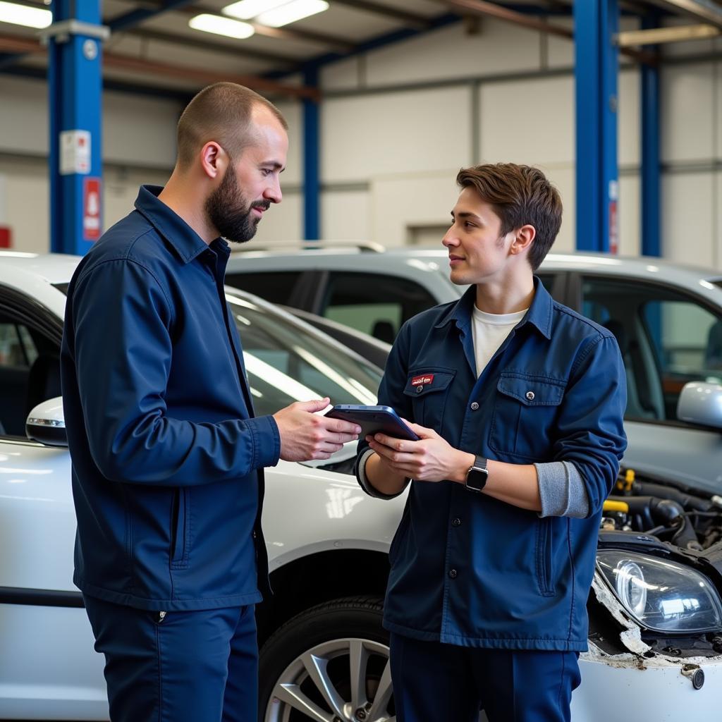 Car Repair Customer Consultation in Colwyn Bay Garage