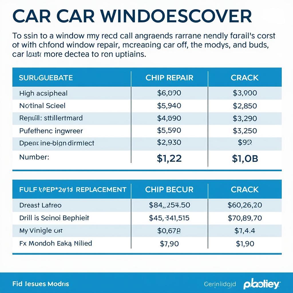 Comparing Car Window Repair Costs Chart