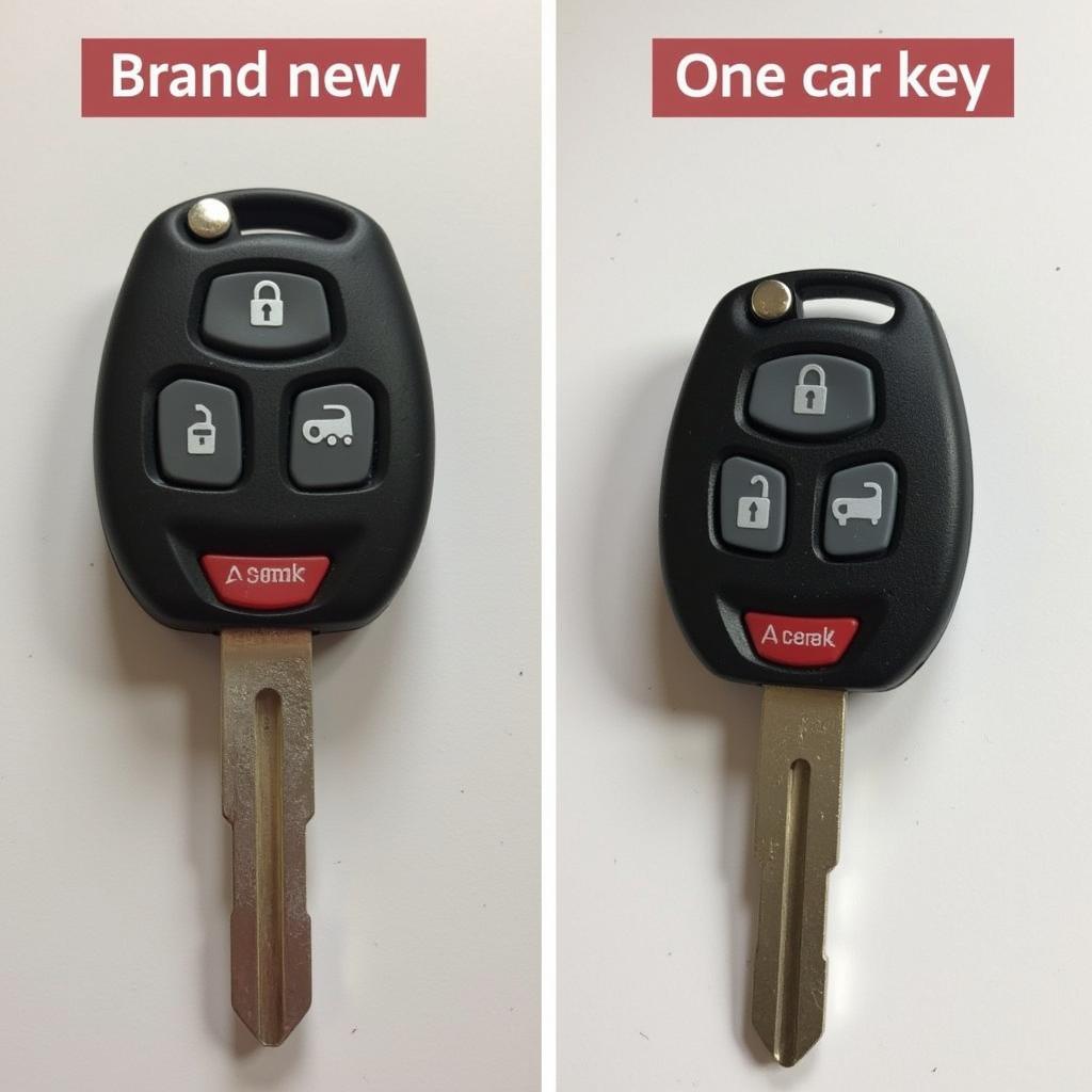 Comparing New and Repaired Rubber Car Key