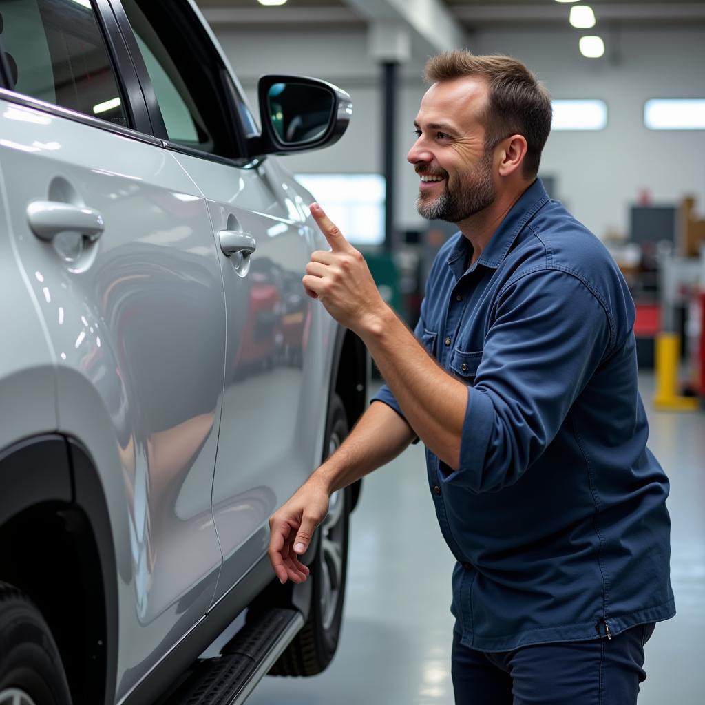 Inspecting a Completed Car Body Repair in Chester