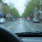 A newly repaired car windshield after a mobile repair service in Portland, Oregon.