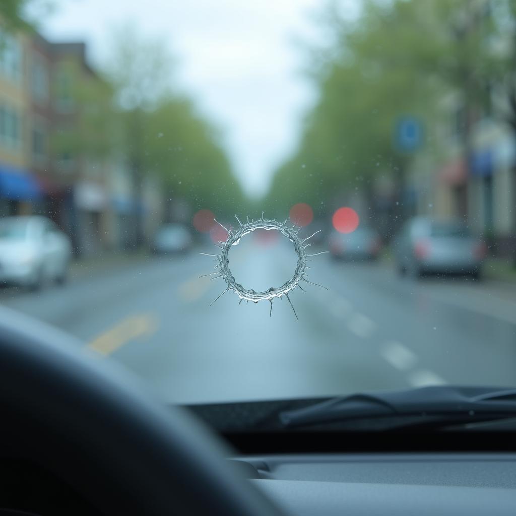 A newly repaired car windshield after a mobile repair service in Portland, Oregon.