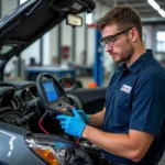 Croydon Car AC Repair Technician Diagnosing a Vehicle's Air Conditioning System