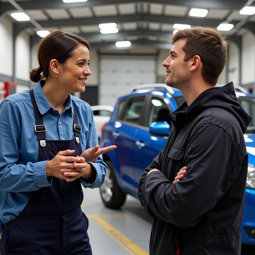 Customer Consulting with a Car Body Repair Expert in Cannock