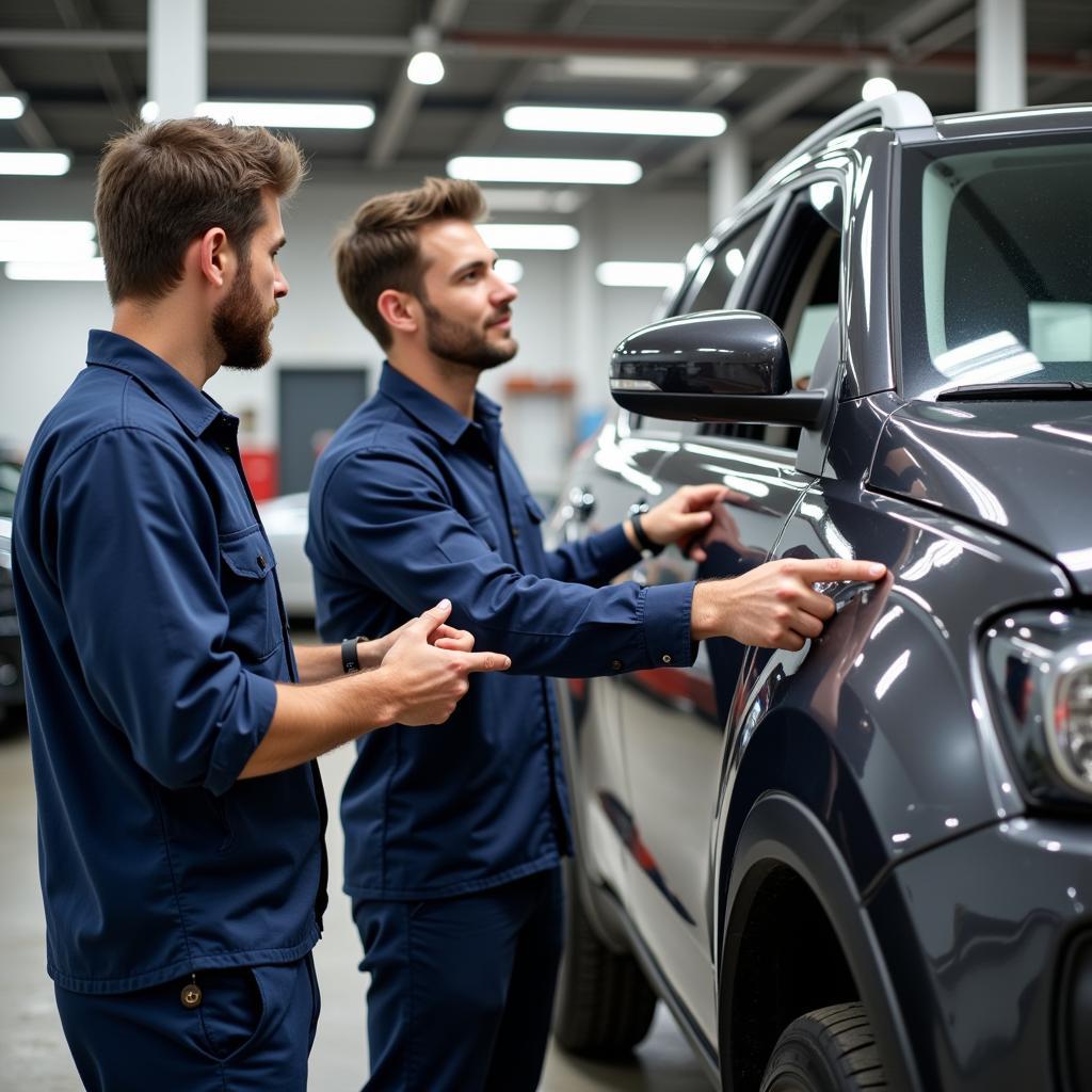 Customer Discussing Car Repair Options with a Technician in Rochdale