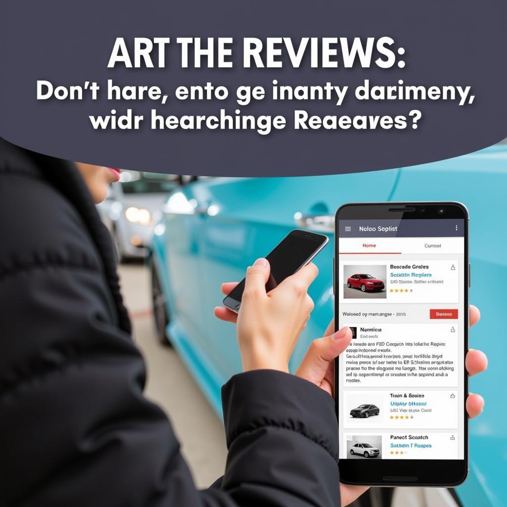 Customer Reading Online Reviews for Car Paint Repair Kit