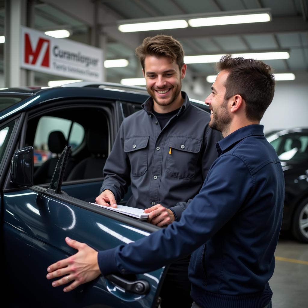 Customer Reviewing Car Repair in Liverpool