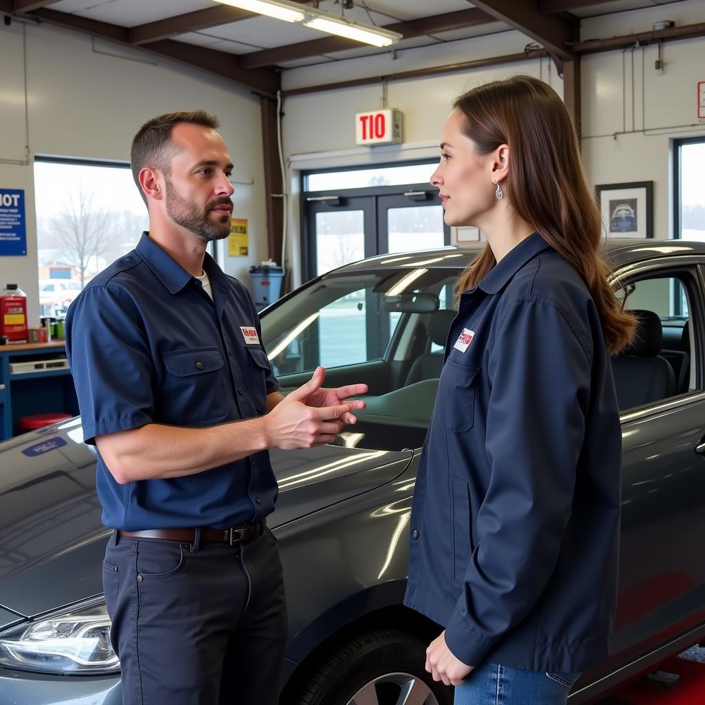 Customer Talking to Mechanic in Painted Post, NY