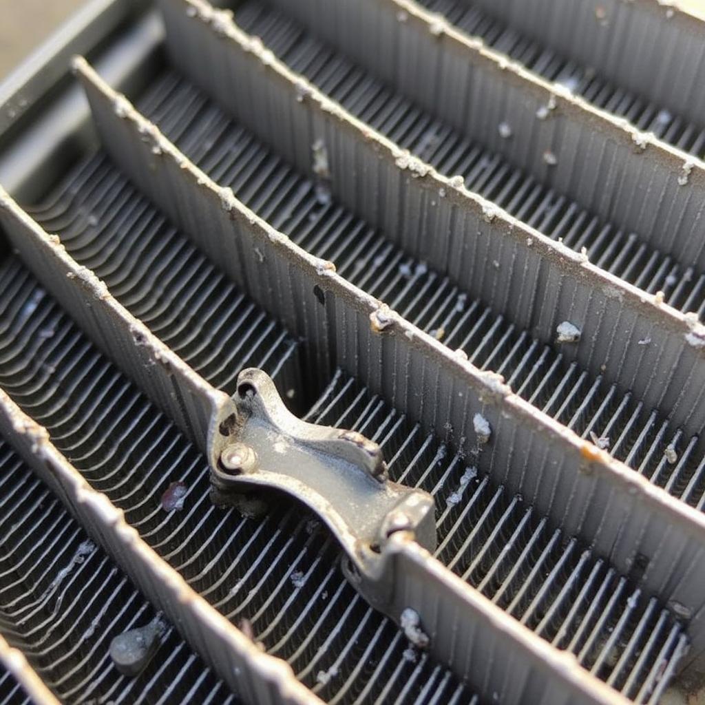 Damaged AC Condenser in a Volkswagen Passat