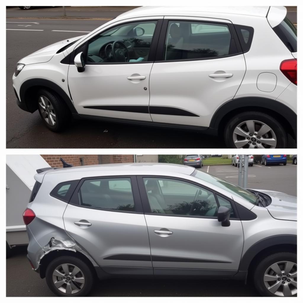 Damaged Car Before and After Repair in Cardiff