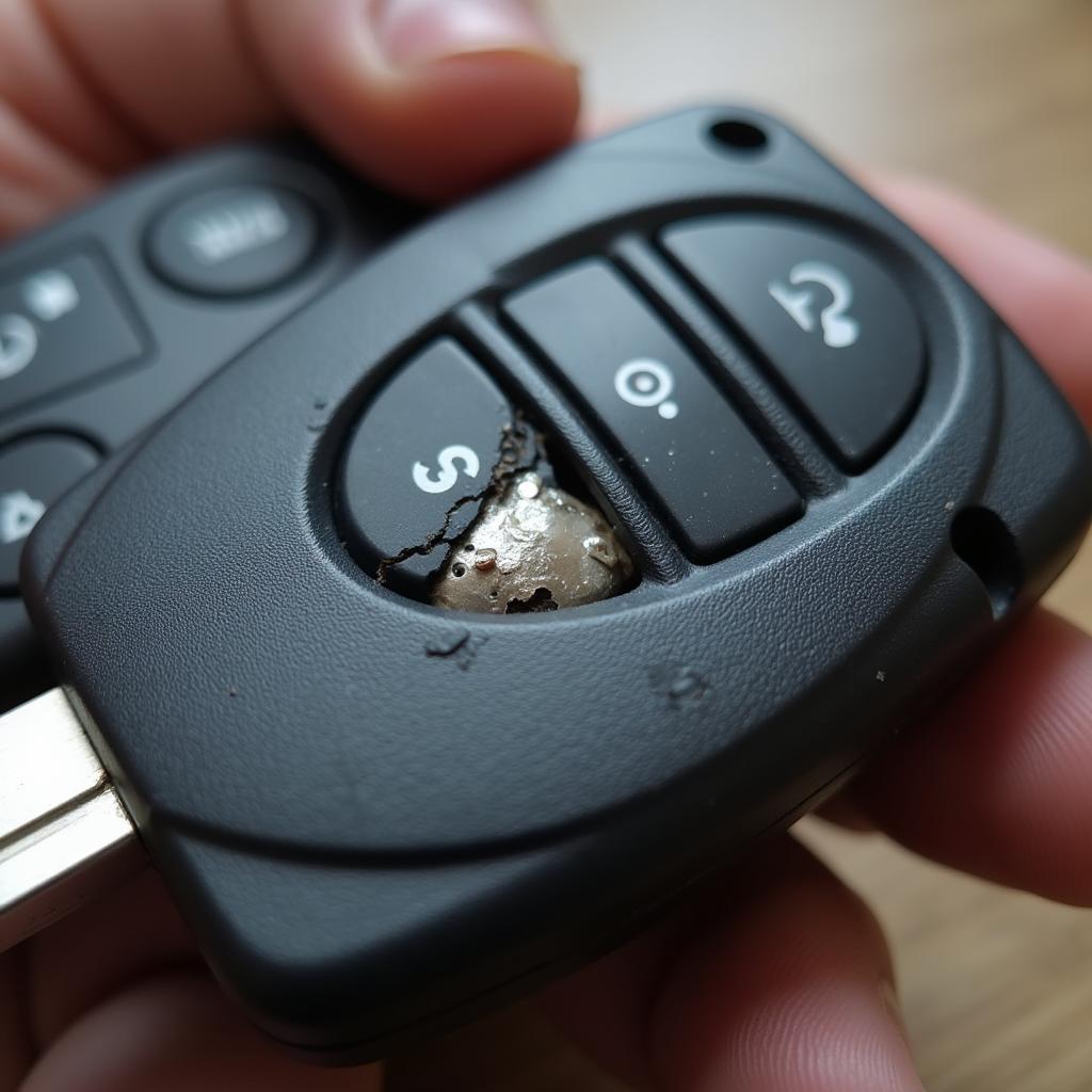 Damaged Car Key Fob Button