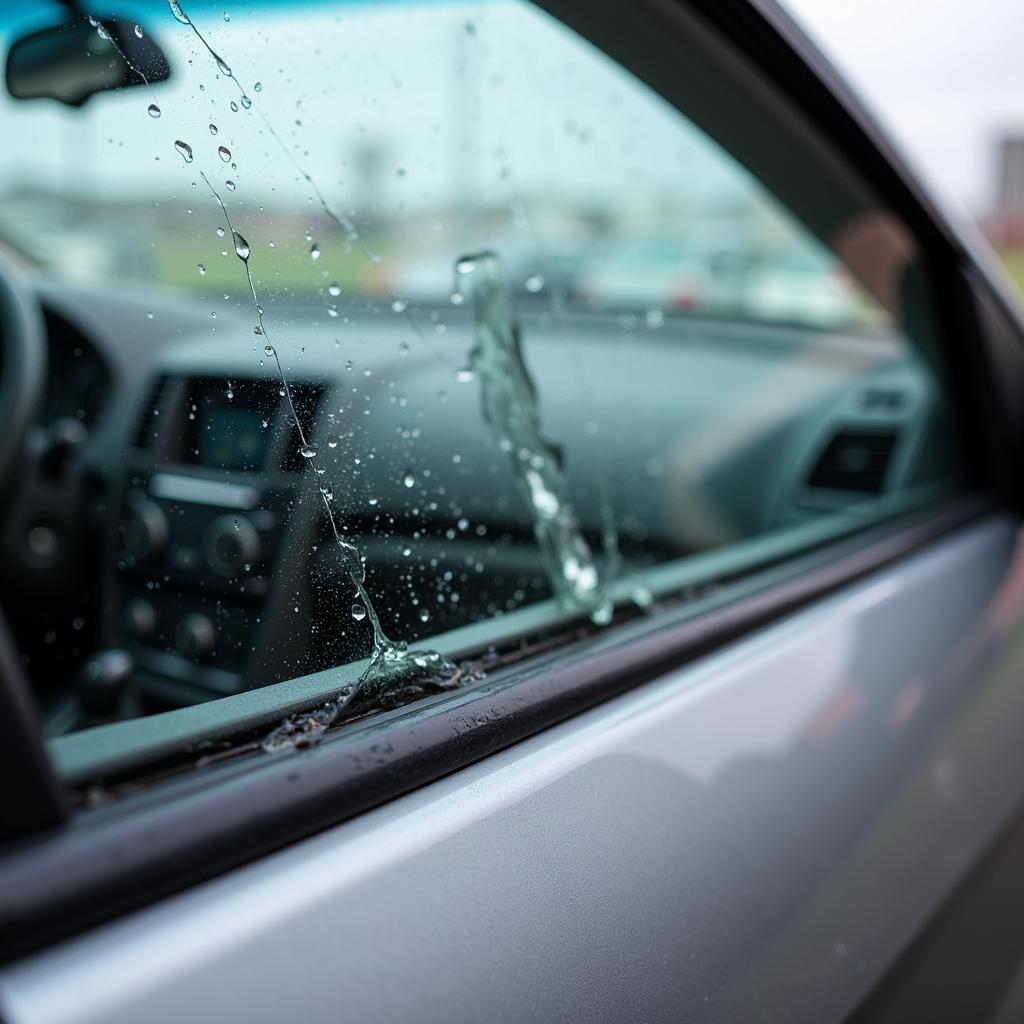 Damaged Car Window Weather Stripping