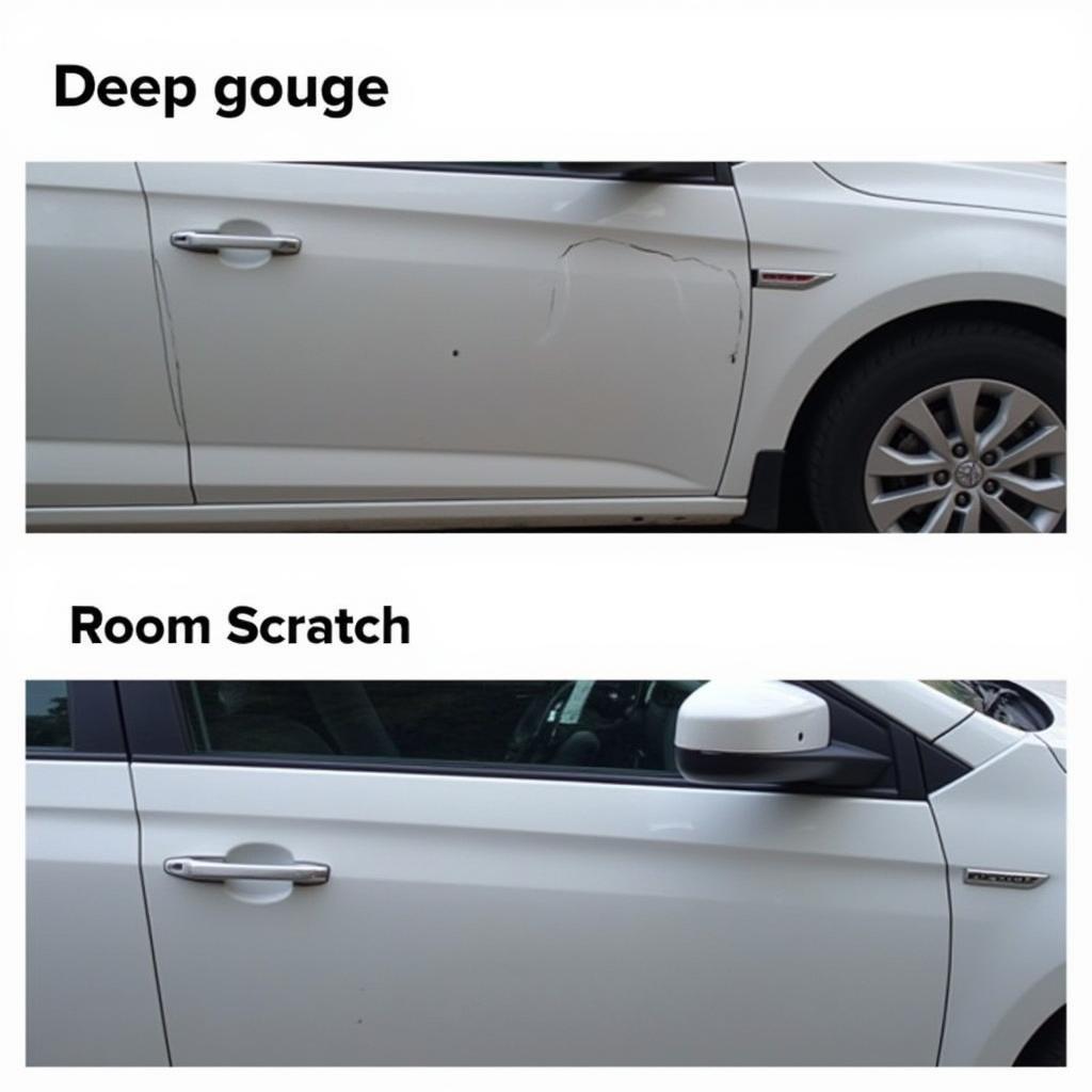 Deep Car Paint Gouge Requiring Repair