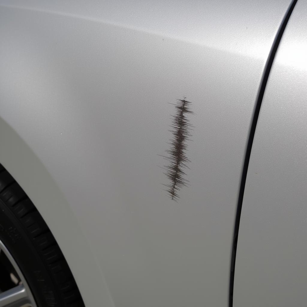 Deep Car Scratch Requiring Professional Repair