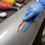 Assessing a deep scrape on car paint