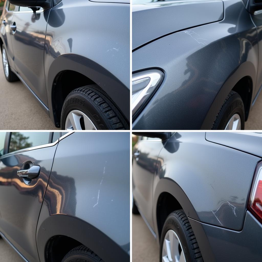 Deep Scratch Exposing Primer on Car