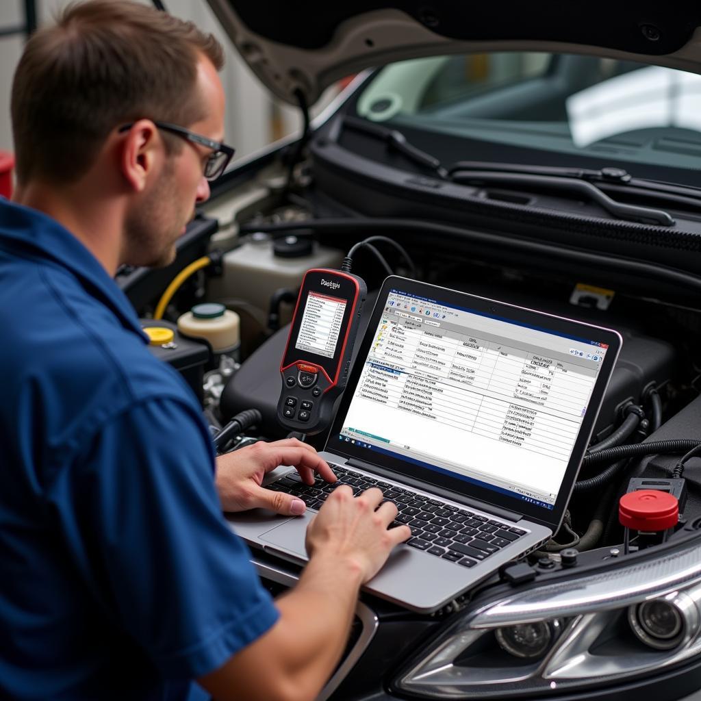 Delphi DS150E Diagnostic Tool in Use