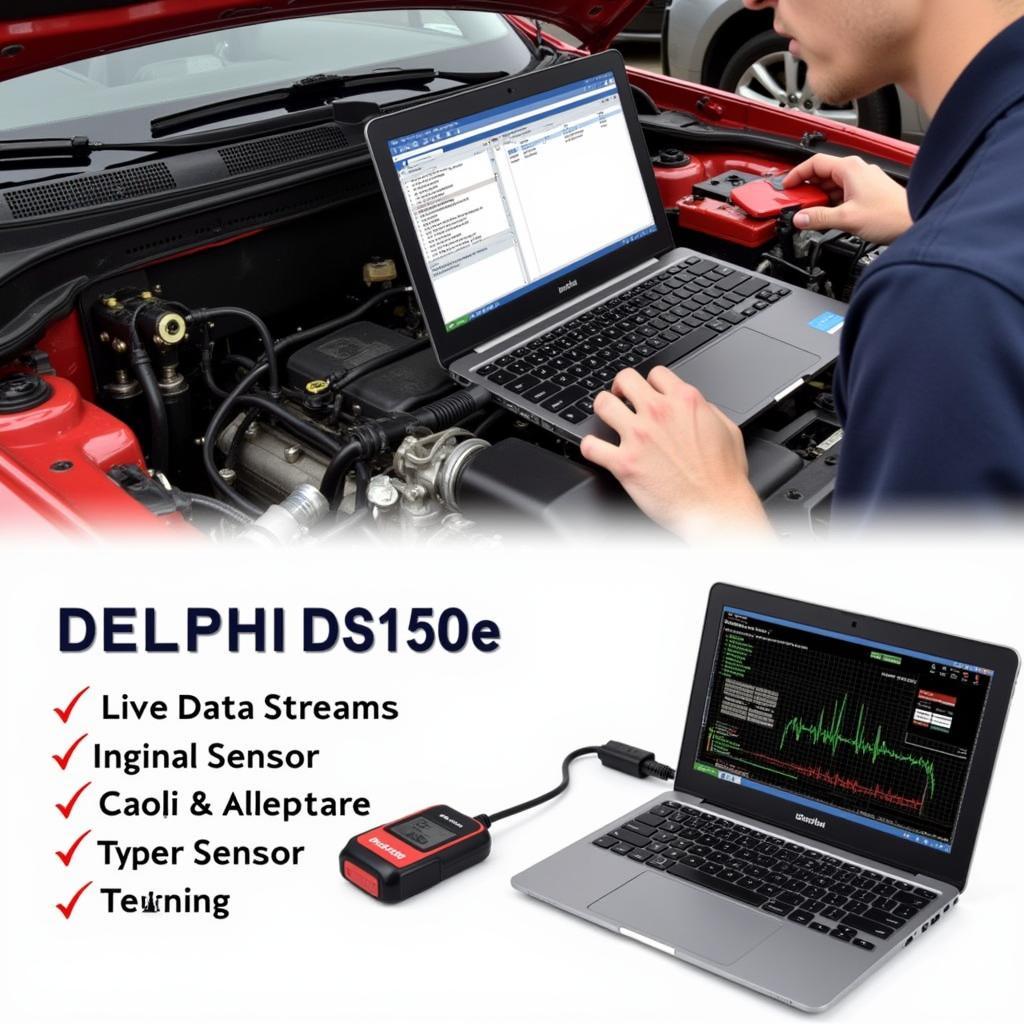 Delphi DS150e Diagnostic Tool in Use