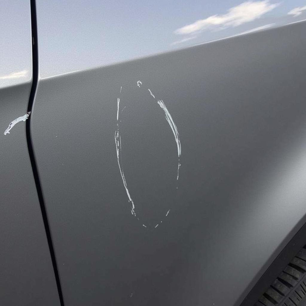 Dent and Deep Scratch Damage on Car Door