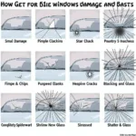 Different types of car window damage requiring repair in Denver, CO