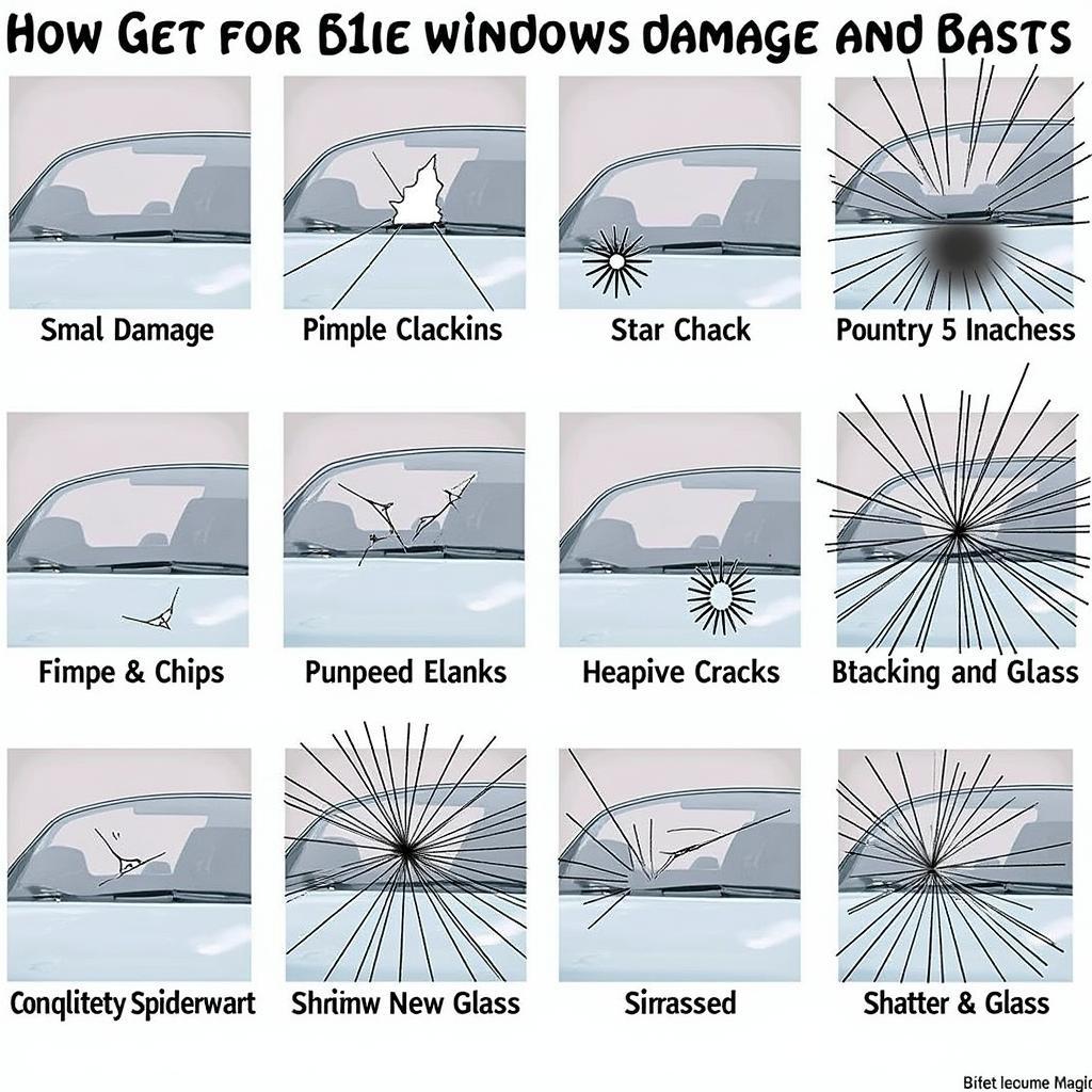 Different types of car window damage requiring repair in Denver, CO