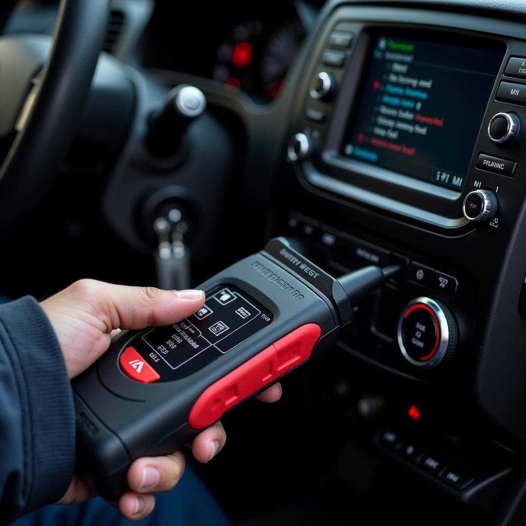 Diagnostic Car Tool Connected to OBD-II Port