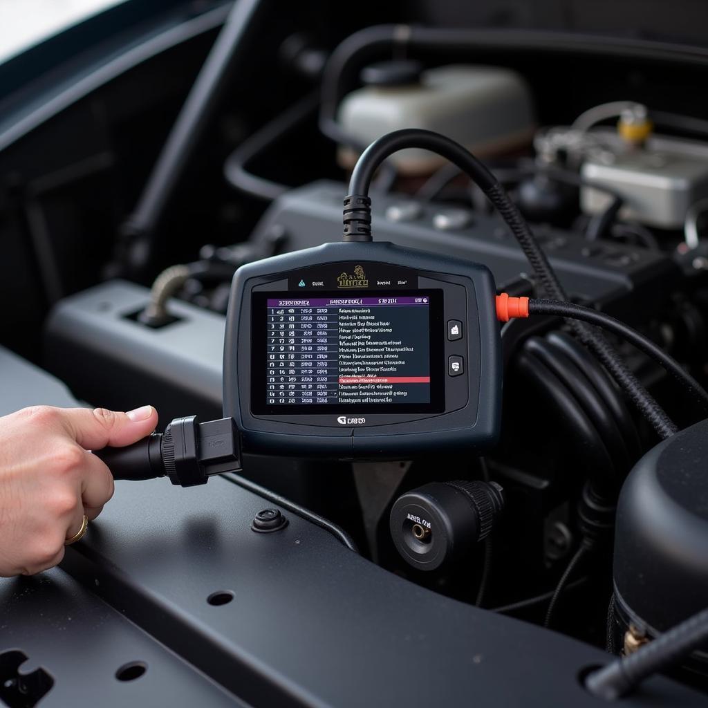 Car Diagnostic Tool Connected to OBD Port