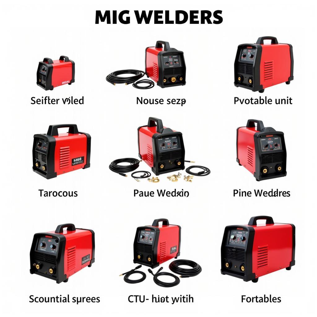 Various MIG welders for car body repair