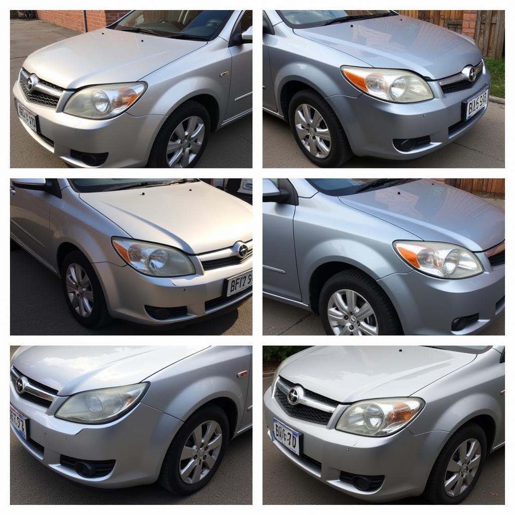 Examples of various car body repairs available in Chatham, including dent removal, scratch repair, and bumper replacements.