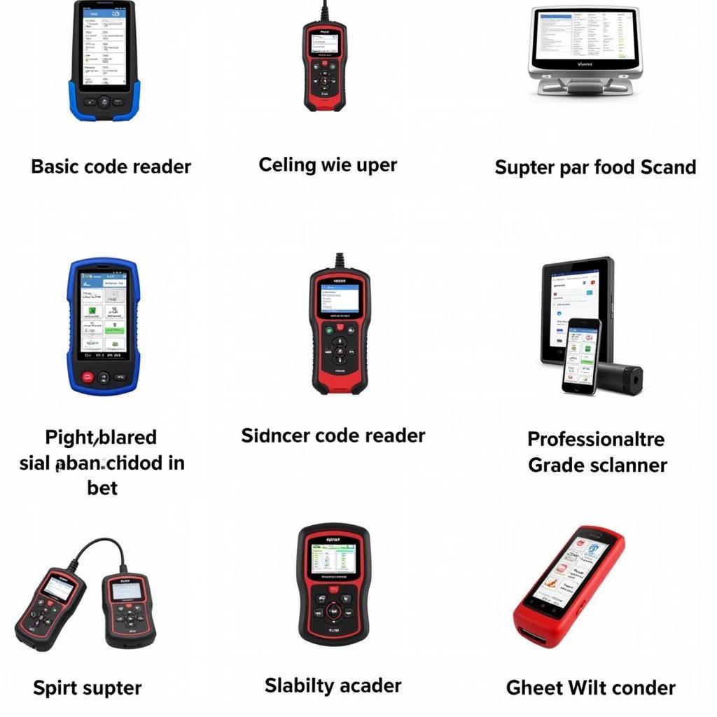 Various Smart Car Diagnostic Tools Displayed on a Table