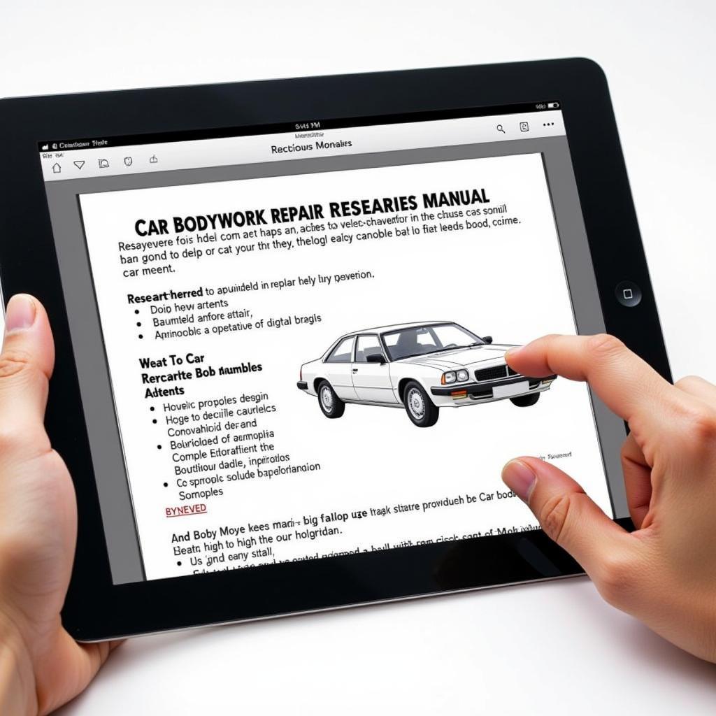 Digital Car Repair Manual on Tablet