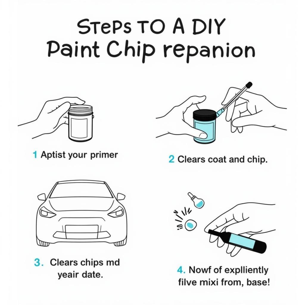 DIY car paint chip repair process using a touch-up kit.