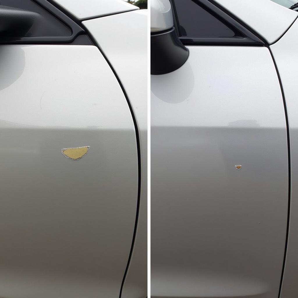 Comparison of DIY and professional car paint chip repair results