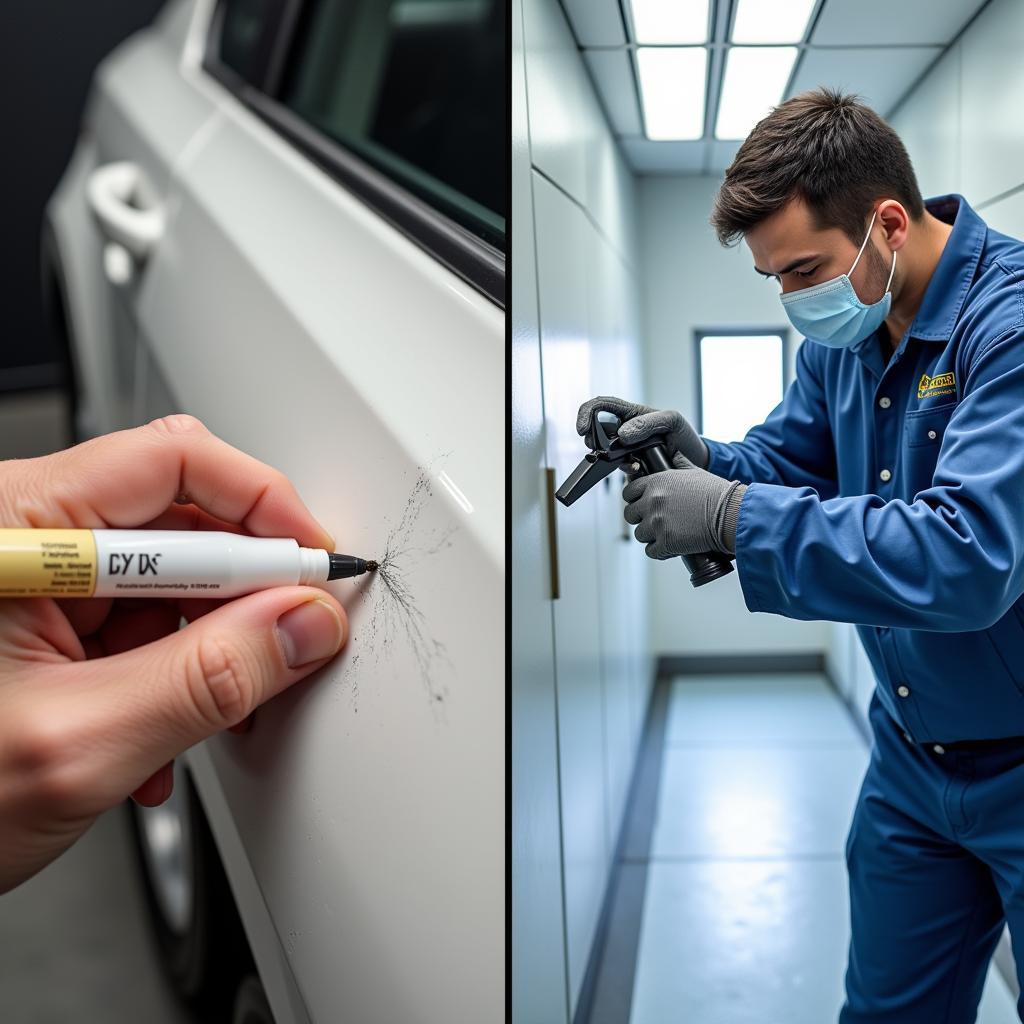 Comparing DIY and professional car paint repair