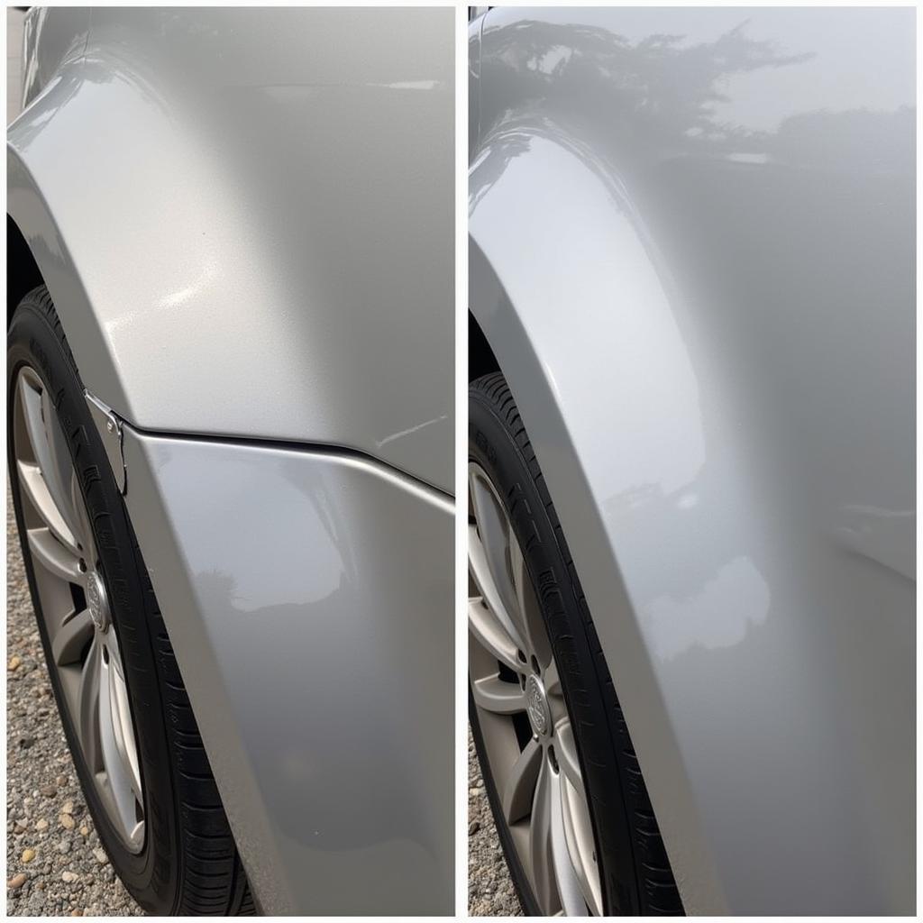 DIY vs. professional car paint repair in Abingdon: Comparing the results of a DIY repair and a professional repair on similar car paint damage.