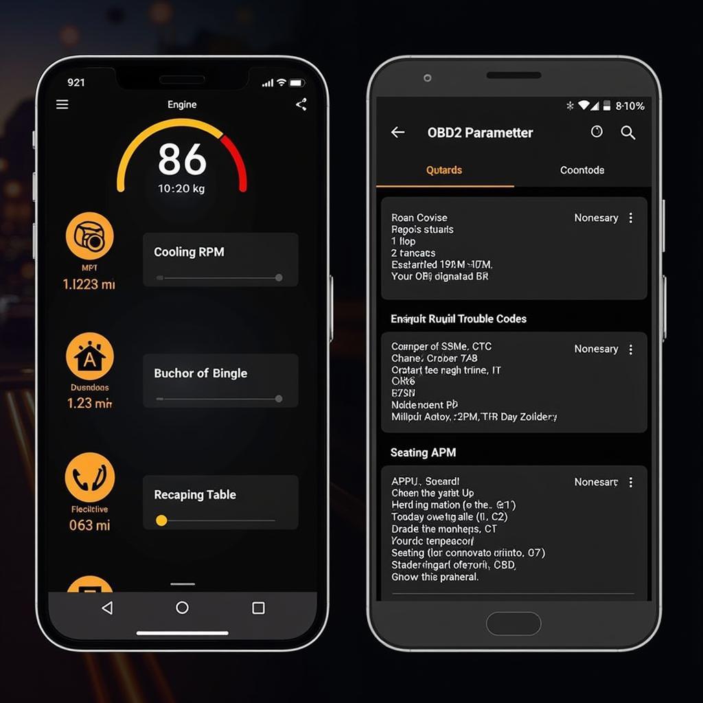 ELM327 Scanner Software Interface on a Smartphone