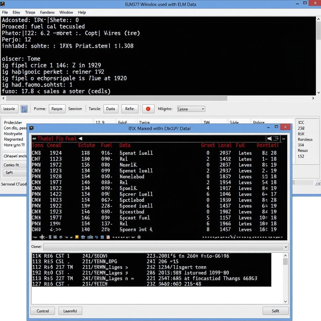 Screenshot of diagnostic software displaying live car data from an ELM327 connection.