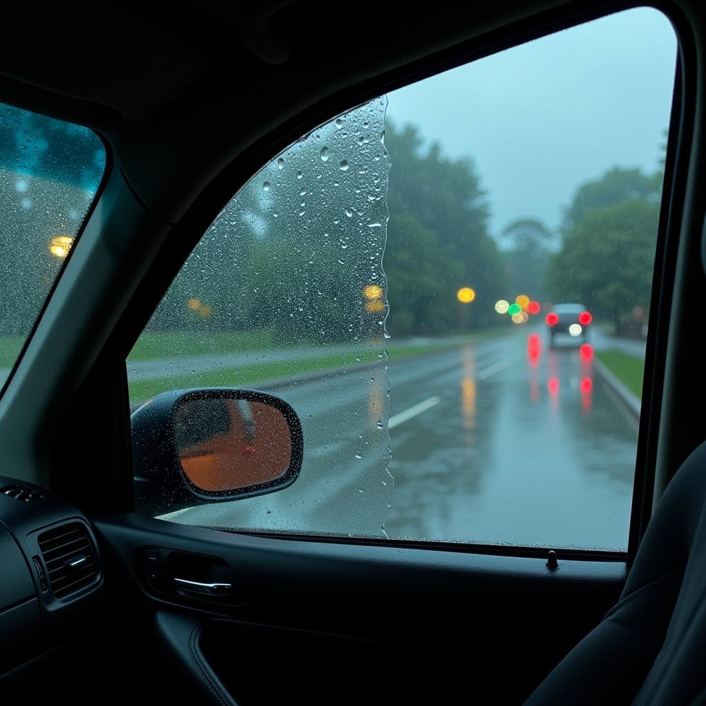 Car window stuck down in an emergency situation