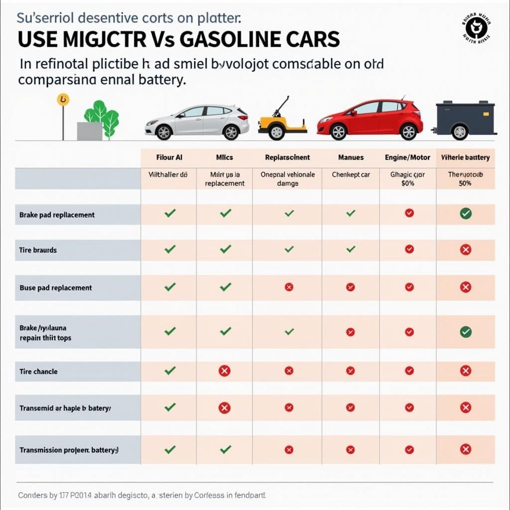 EV vs. Gasoline Car Repair Cost Comparison Chart