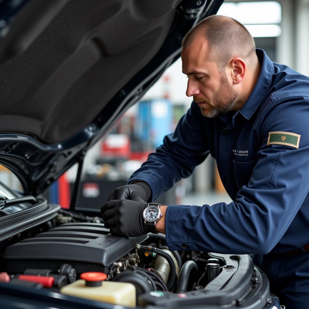 Experienced Technician Diagnosing Car in Colorado Springs