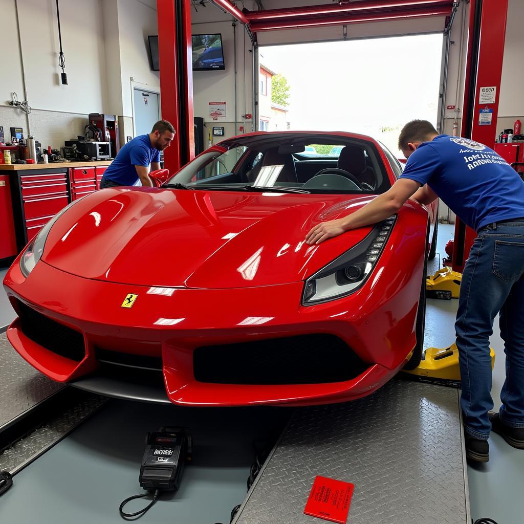 Ferrari 488 Undergoing Body Repair in the Midlands